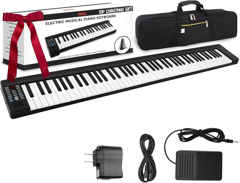 Pyle 88-Key Electric Piano Keyboard – Full Sized Bluetooth Enabled Keyboard with 28 Rhythms & Tones, Built-In Speaker, Sustain Pedal, Piano Bag, Portable Design, Ideal for Beginners and Professionals - Image 1